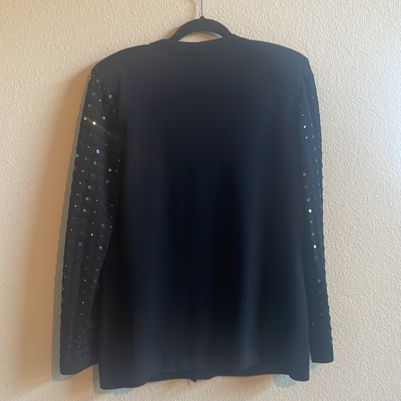 🩶St. John Evening, by Marie Gray, black long slv w/sequins &crystal buttons, 10 - Picture 4 of 9